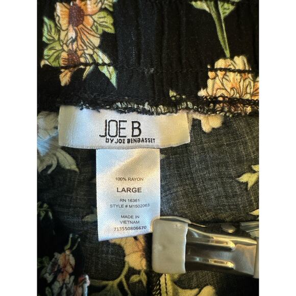 Joe B Floral Wide Leg Pants | Black Boho Lounge Crop | Size Large - Picture 7 of 8